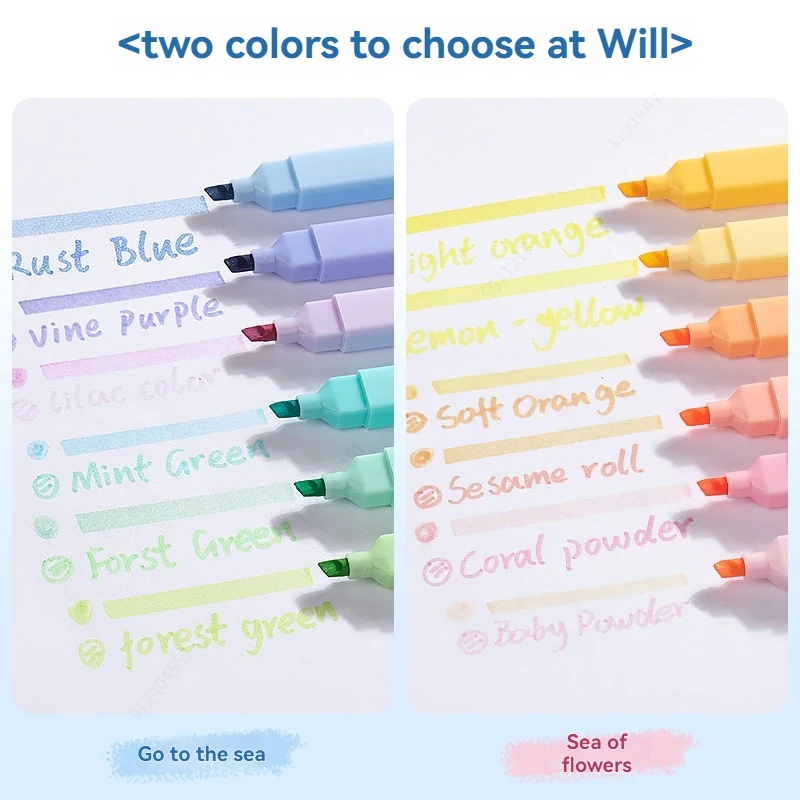 Highlighter Pen Marker Pen Highlighter Marker Art Marker 6/12 Colors Highlighters Cute Pastel Pens Bible Pens Soft Tip Aesthetics Markers Kawaii Stationary for Students School Supplies