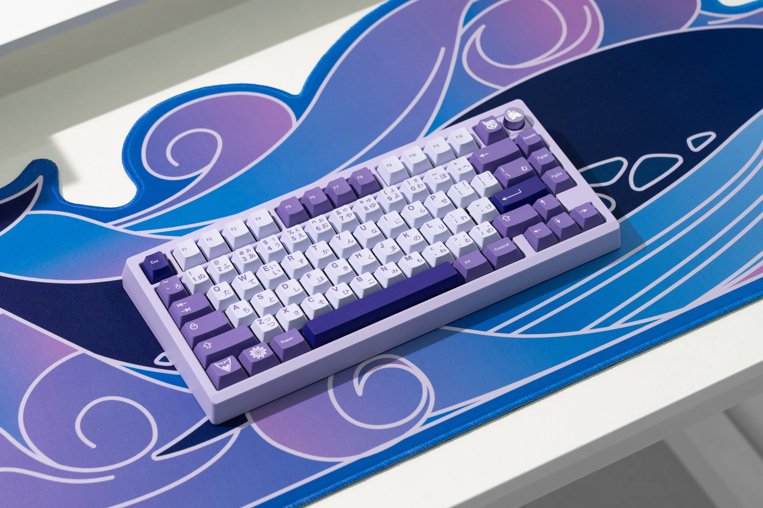 ND75 Purple Whale Mouse Pad, Extended Large Desk Mat for Keyboard and Mouse, Waterproof XXL Gaming Mousepad on-Slip Rubber Base