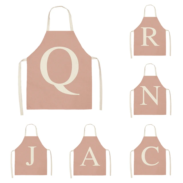 Pink Monogram Linen Blend Apron