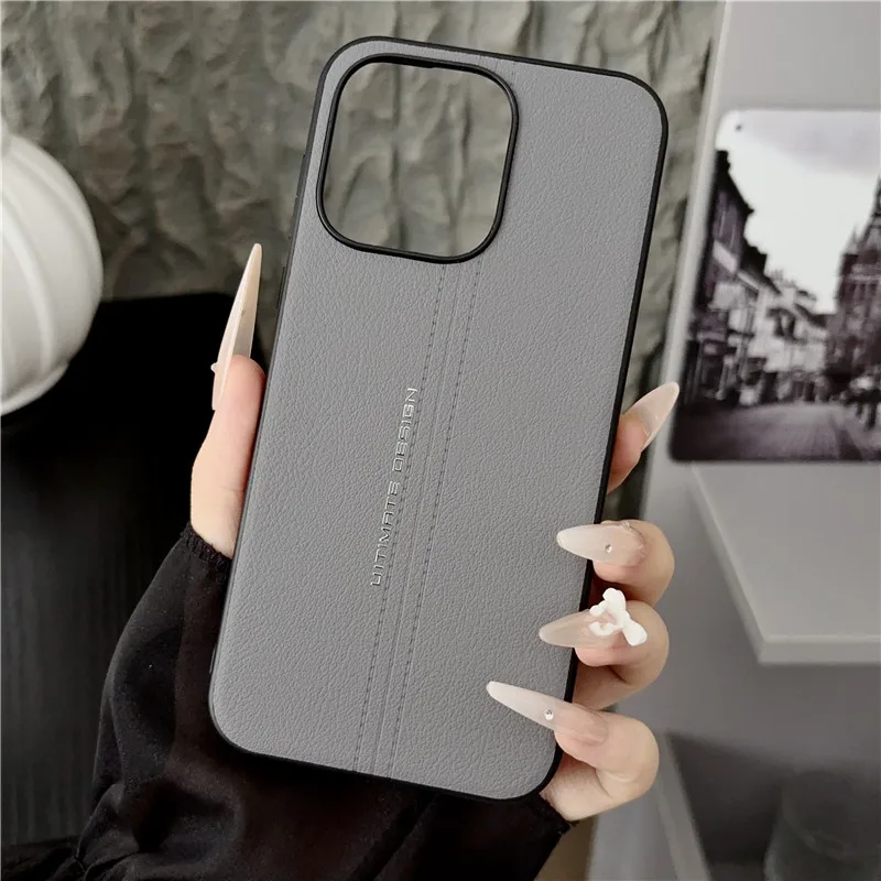 Simple Style High-Quality PU Leather Shockproof Back Phone Case