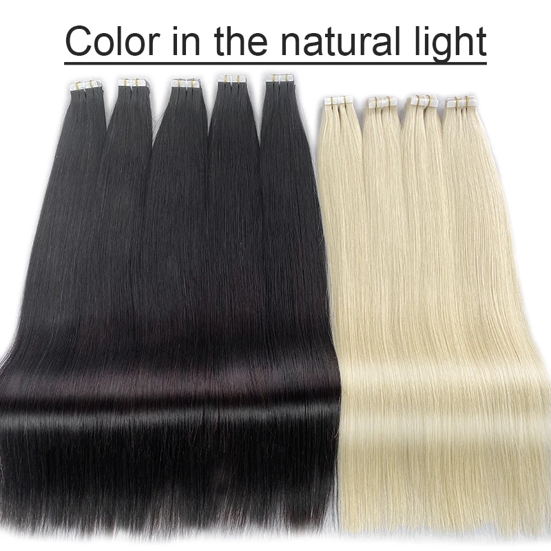 Tape In 100% Real Virgin Human Hair Brazilian Human Hair Straight Extensions Skin Weft Adhesive Glue On Salon Quality for Woman