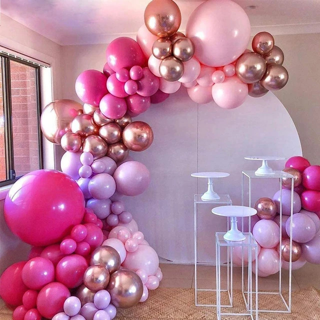 Pink Balloon Garland, SKEFOLI 92PCS Hot Pink Party Decorations for Girls  Women Birthday Dark Pink Balloon Arch Kit with Rose Gol - AliExpress