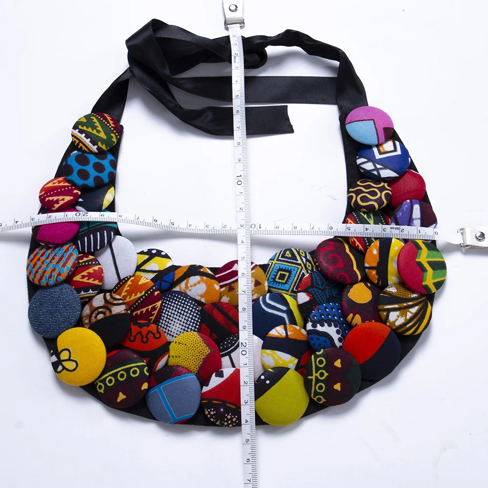 2023 Ankara Button Bib Statement Neckpiece African Tribal Necklace Statement Necklace Button Jewelry Bridesmaid Gift WYA067
