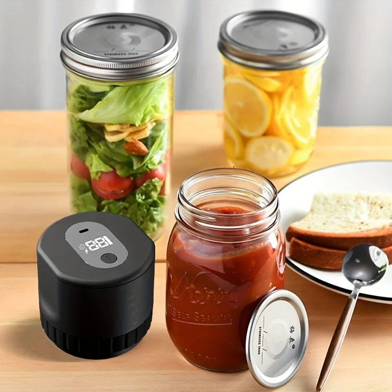 Electric Mason Jar Vacuum Sealer Kit Cordless Automatic Jar Sealer Set for Food Storage and Fermentation with Mason Lids New
