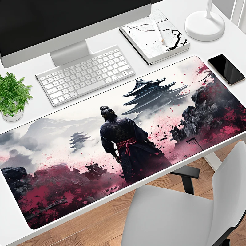 

Mouse Pad Japanese Samurai Tree Sun Office Desk Mat PC Cabinet Gamer Mousepad Laptop Gaming Large Playmat Oversized Keyboard Pad
