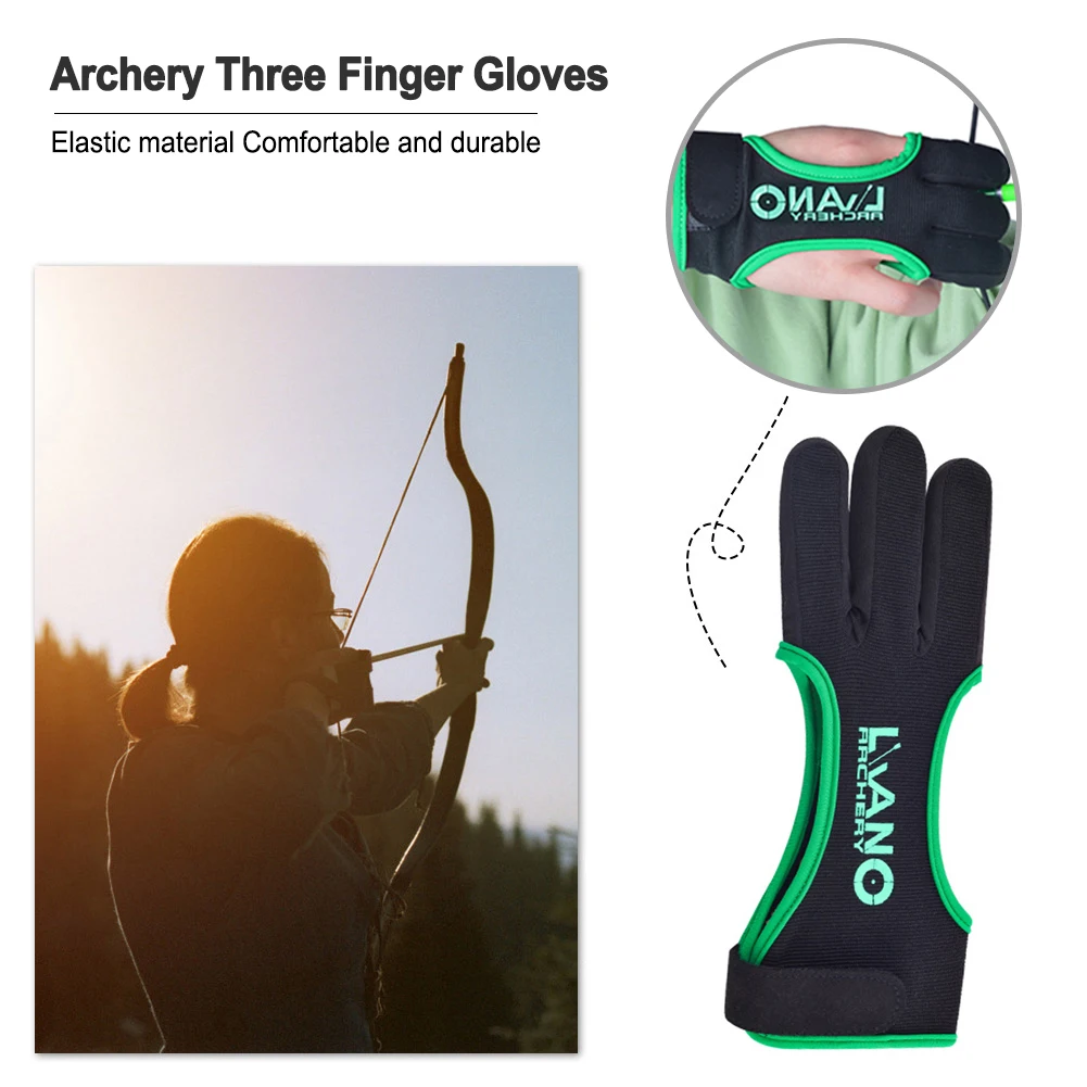 Adjustable Archery 3-Finger Guard Gloves for Recurve/American Bow Outdoor Shot Elastic Finger Protective Gloves