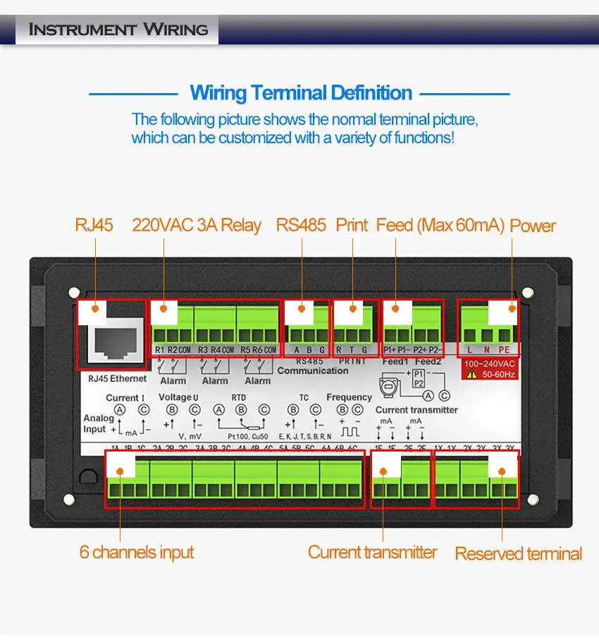 Multichannel Data Recorder PT100 K TC Temperature Sensor Datalogger Color Screen