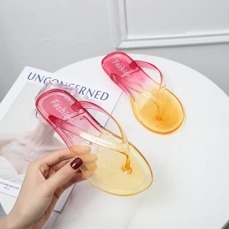 Summer Fashion Women Crystal Slippers Home Indoor Deodorant Anti-Slip Flip Flops Outdoor Beach Transparent Sandals Girls Slides 3