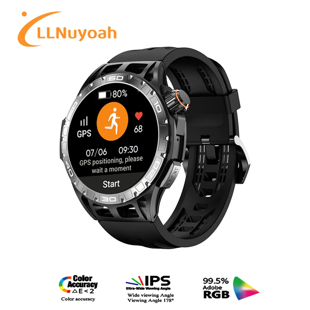

Смарт-часы llNuyoah LA102 мужские с GPS, 1,43 дюйма, AMOLED, IP68
