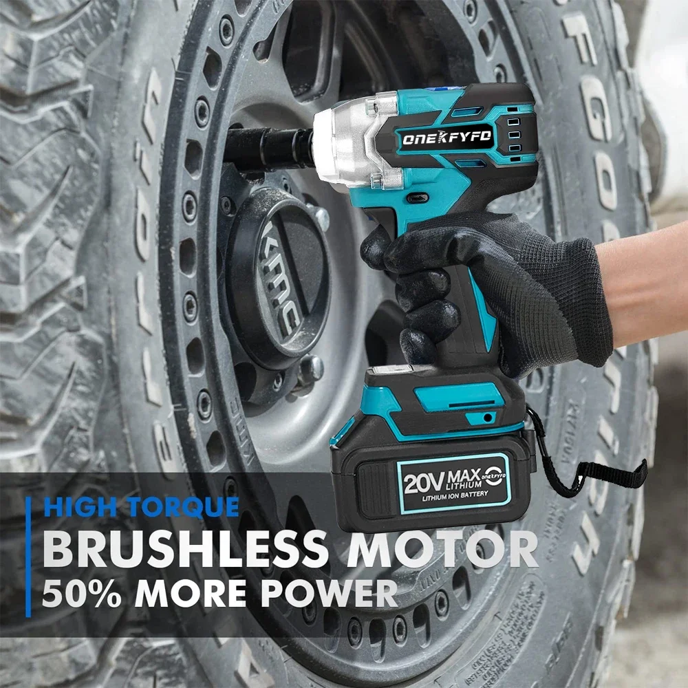 2 in 1 350N.m Electric Brushless Cordless Wrench 1/2 Screwdriver Li-ion Battery Impact Drill Power Tool For Makita 18V Battery 6