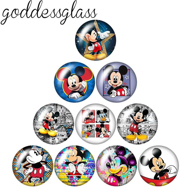 Leather Bracelet Silicone Bracelet Fashion Bracelet Stainless Steel Bracelet Tyvek Bracelet Disney Mickey and Friends Donald Daisy 12mm/18mm/20mm/25mm Round photo glass cabochon flat back Making findings for bracelets