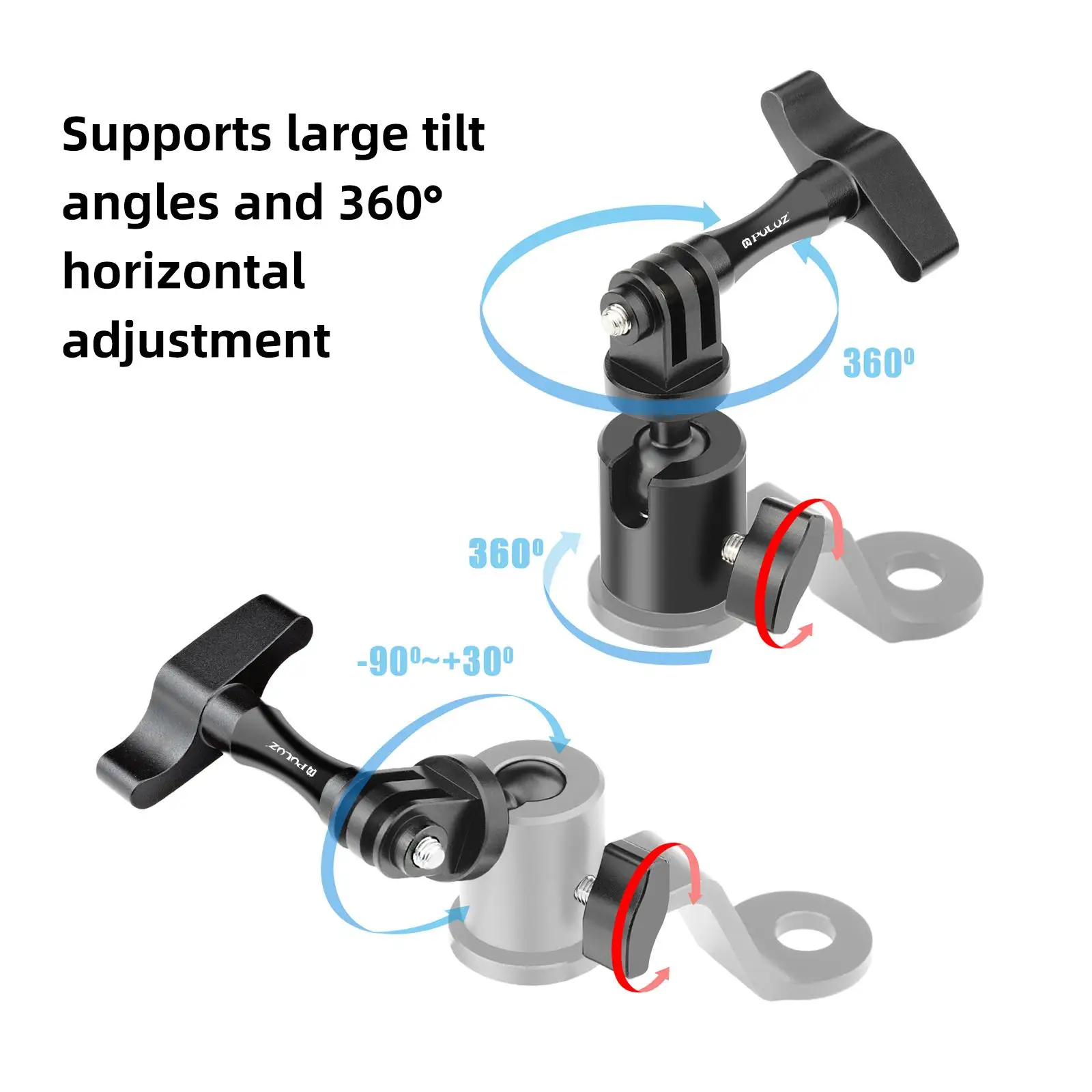 PULUZ Motorcycle Rearview Mirror Aluminum Alloy Action Camera Holder Mount