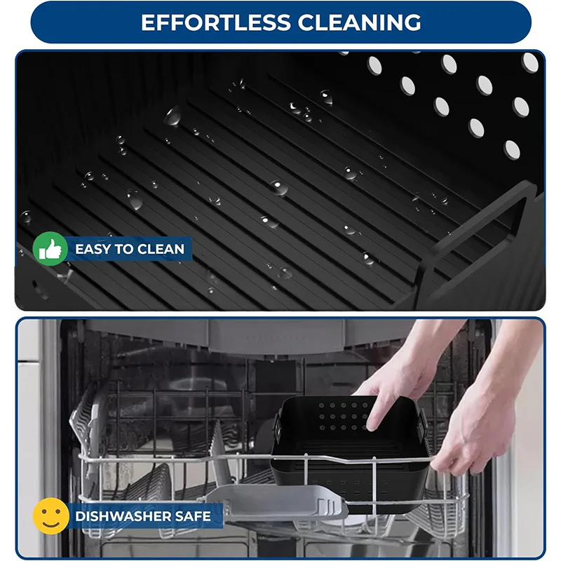 Air Fryer Liners Air Fryer Accessories Air Fryer Silicone Tray 20cm/7.87inch Square Reusable Air Fryer Silicone Liners for Ninja AF180 AF140 Silicone Basket for Philips HD9270 Accessoires