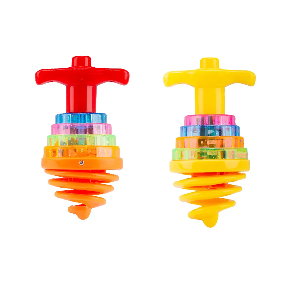 

2 Pcs Kids Goodie Bag Stuffers Colorful Flashing Top Rotating Toy Gyro Plaything Toddler