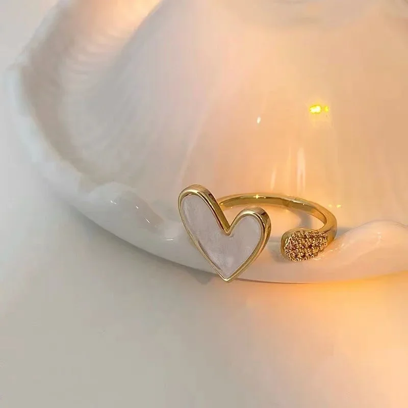 Trendy Heart Ring For Women Minimalist Aesthetic Enamel Open Ring Female Party Charming Ring Jewelry - 4