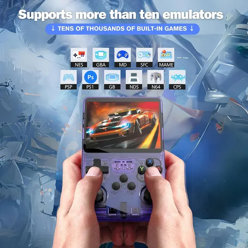 INGQI Nueva consola de videojuegos portátil retro R36S R36S Sistema Linux Pantalla IPS de 3.5 pulgadas Reproductor de video de bolsillo portátil 128GB juegos, 21 emulador (morado INGQI Nueva consola de videojuegos portátil retro R36S R36S Sistema Linux Pantalla IPS de 3.5 pulgadas Reproductor de video de bolsillo portátil 128GB juegos, 21 emulador (morado