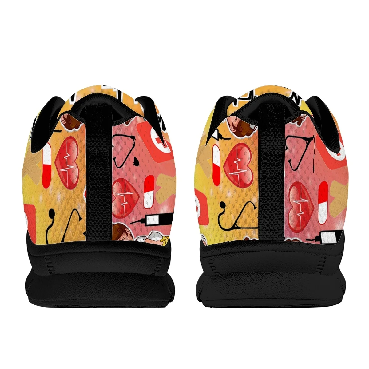 Women's Non-Slip Flat Shoes Nurse Shoes Lovely Nurse Girls Print Gradient ECG Medical Design Female Running Sneakers Girl Tennis