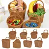 Imitation Rattan Kitchen Storage Basket Home Decoration with Handle Hand-woven Hanging Baskets Vegetable Fruit Flower Brown 4
