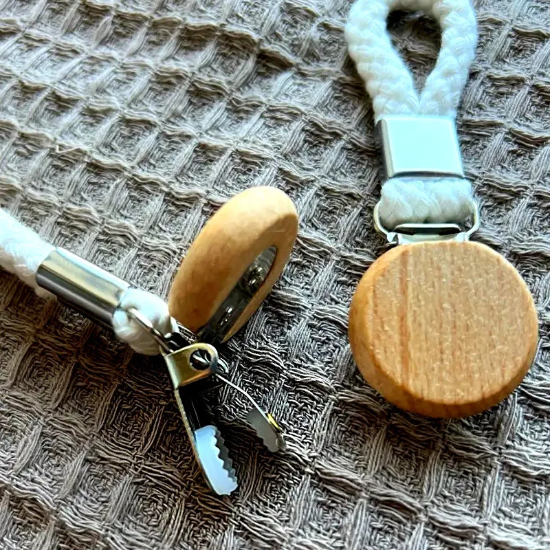 kitchen towel clip 2pcs Multi functional non perforated kitchen towel clip woven rope beech wood round head storage bathroom clip