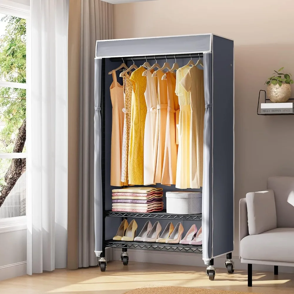 

Wardrobes Cover Portable Closet for Hanging Clothes, Heavy Duty Garment Rack Freestanding Clothing Rack Wardrobes
