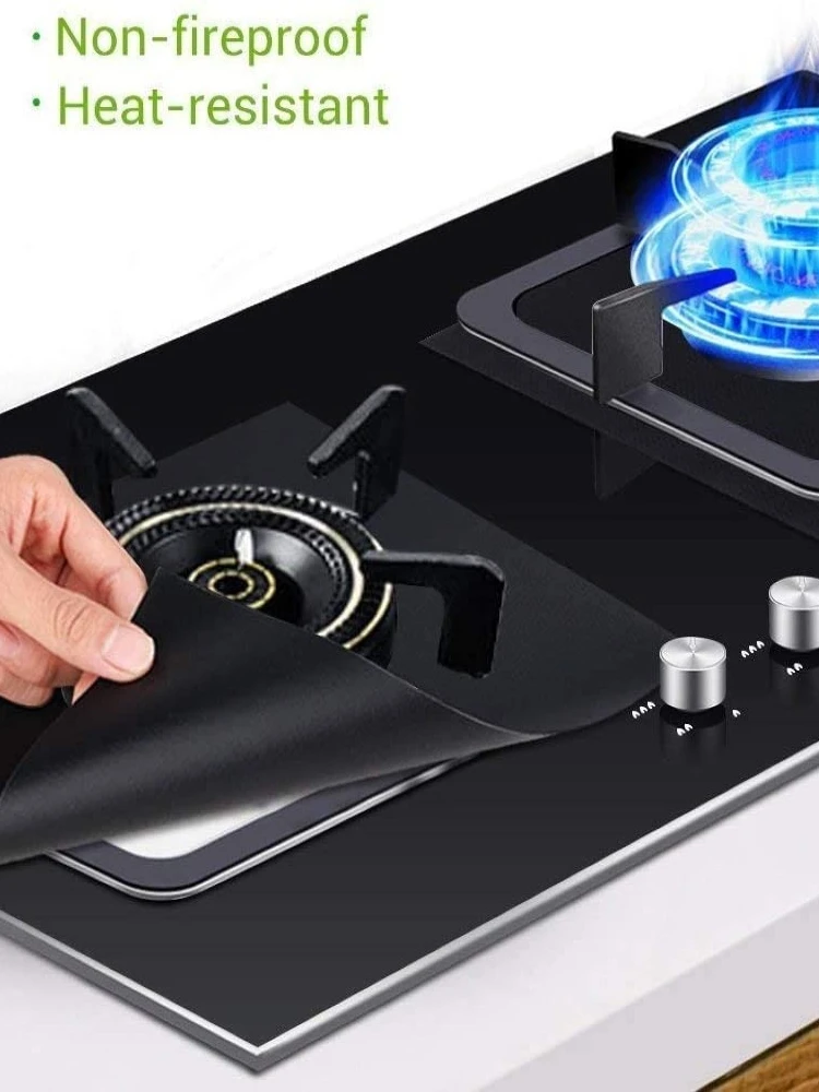 2/4pcs 5 Hole Thickness Gas Stove Protectors Cover Stove Topper Heat Insulated Mat Oven Liners Cooktop Scratch Protector Guard