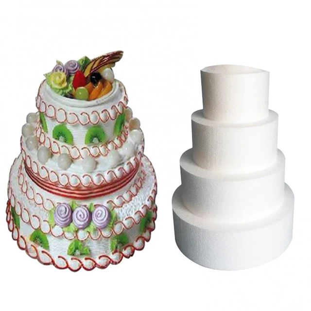 Round Foam Cake Dummy 4 Inch x 6 Inch Circle Dummy Cake Set for Wedding 2  Pack