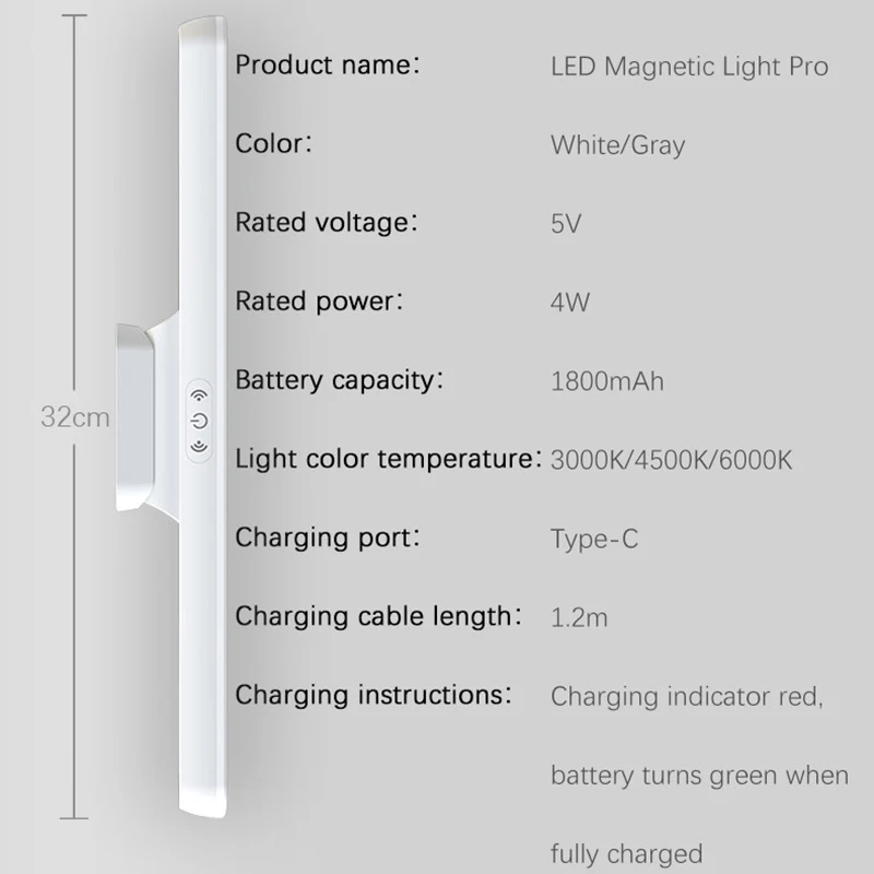 LED Vanity Lights 1800mAh Rechargeable 32cm Eye Protection Makeup Mirror Light Portable Touch Switch Wall Table Desk Lamp mirror lights,makeup mirror lights,vanity light,makeup lamp