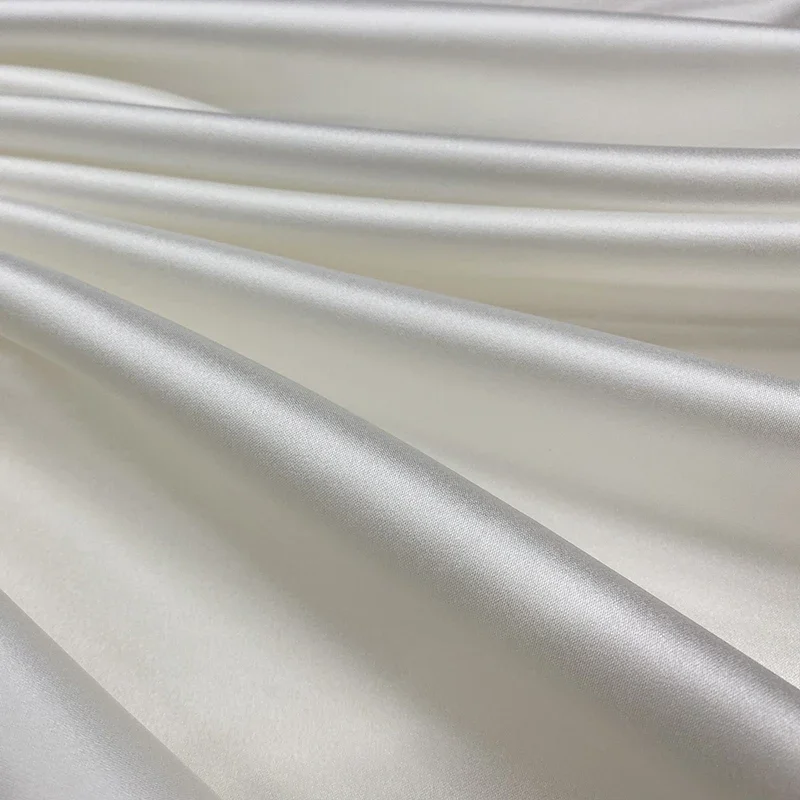 New Thick Satin Clothing Dress Wedding Fabric Designer Fabric By The Meter White Beige Champagne