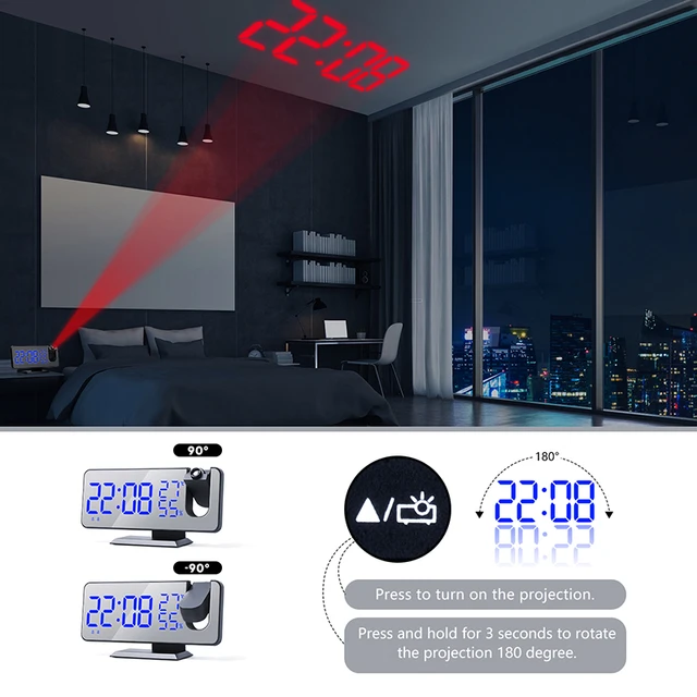 Led Digitális Ébresztőóra Asztalnézet Nézze Meg Az Elektronikus Asztali Órákat Usb Wake Up Fm Rádiós Idő Kivetítő Szundi Function 2 Riasztás - Image 5