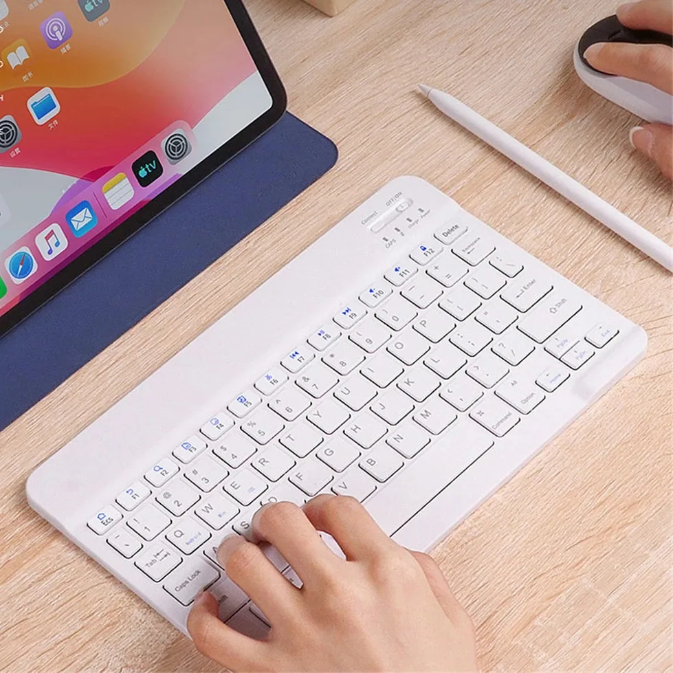 Bluetooth Keyboard Ultra Thin Portable Wireless Universal Compatible Mute for Android IOS Ipad Office Library School