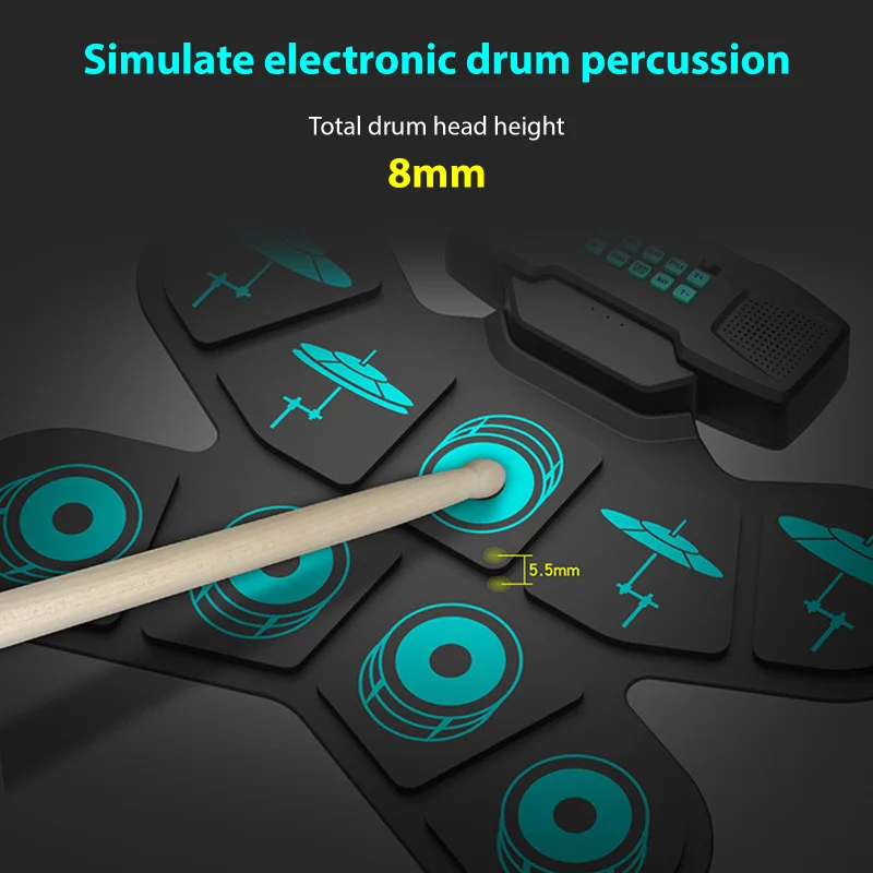 Electronic Drum Set Portable Drum Pad Virtual Drum Kit 9 Pads