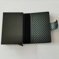Carbon Fiber Credit Card Holder Wallet Men Rfid Smart Metal Thin Slim Pop Up Minimalist Wallet Small Black Purse Metal Vallet 6