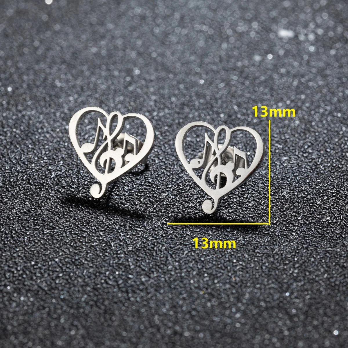 1 par de pendientes de nota musical coreana corazón de agudos y bajos  pendientes de acero inoxidable de moda para mujer regalo de boda joyería  pendi - AliExpress, image size:1200x1200