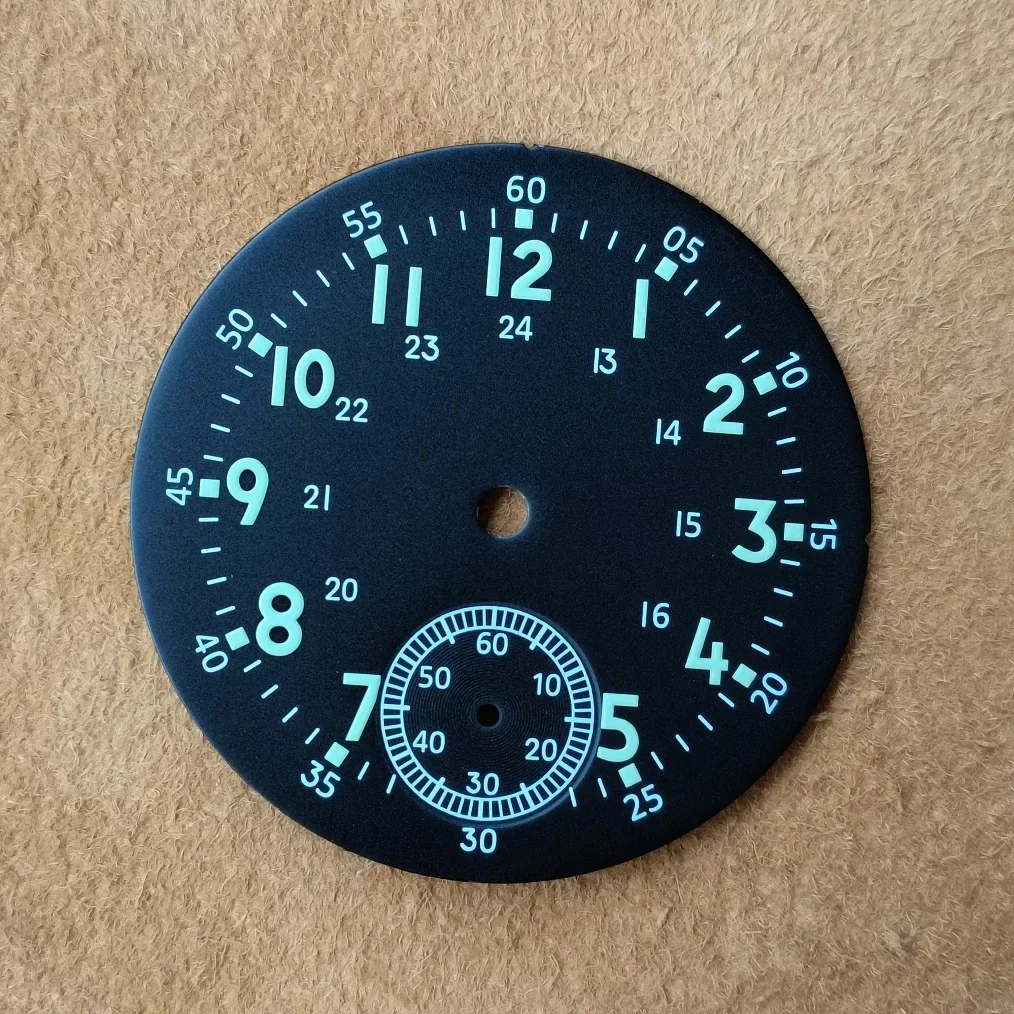 Black & blue & green 37mm watch dial thickness is 0.4mm second hand is at 6 o 'clock Suitable for ST3621 or ETA6498 movements