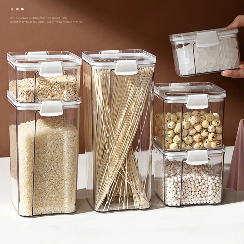 Square transparent food preservation storage container moisture-proof sealed container for whole grains and miscellaneousgrains