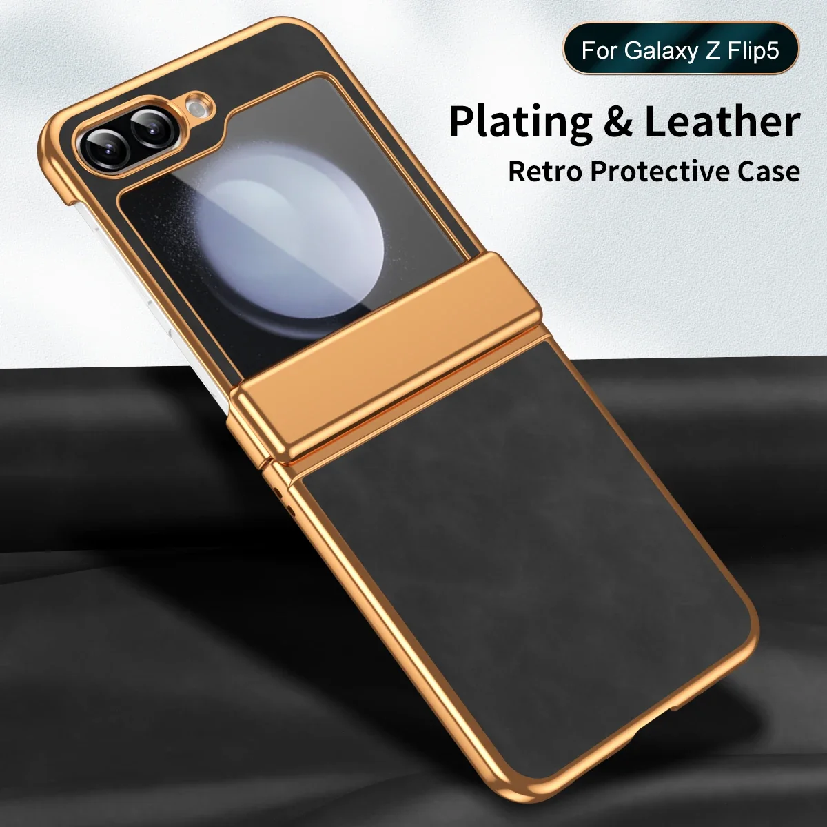 Elegant Leather Folding Phone Case with Shockproof Shell Protection