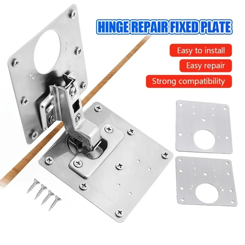 Description Picture 2 of item4pcs sets of stainless steel cabinet door hinges, maintenance plates, stainless steel cabinet door hinge plates with screws