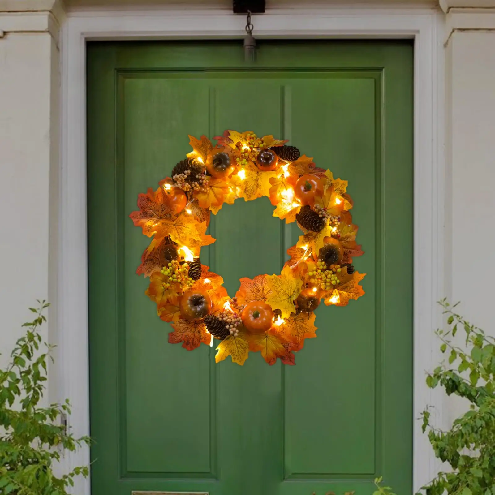 

Autumn Pumpkin Wreath Hanging Photo Props Garland Fall Wreaths Harvest Door Wreath for Door Celebration Outdoor Indoor Halloween