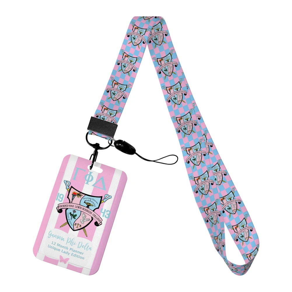 New Arrival Gamma Phi Delta Sorority Plastic Card Holders Keychain Work Card Bus Access Card Holder PVC Keychains Sister Gifts 3