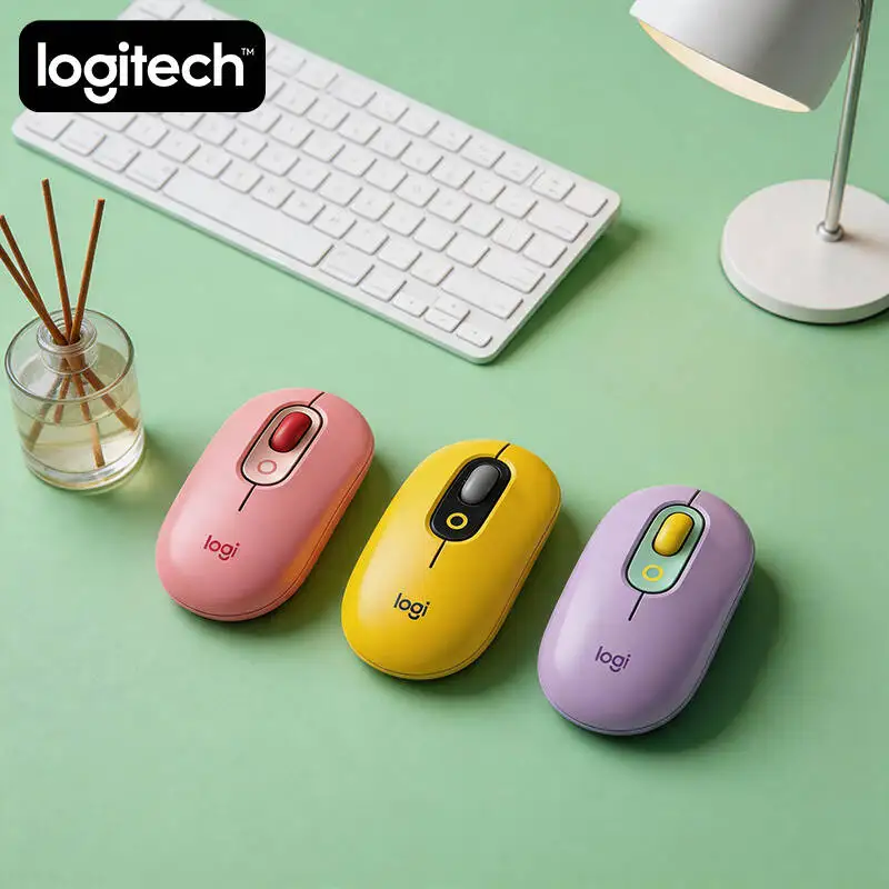 조용한 클릭 로지텍 M350 POP 마우스, 듀얼 링크 10m 범위, 편집자, 기자, 뉴스 작성 및 기사 작업을 위한 인체공학적 디자인