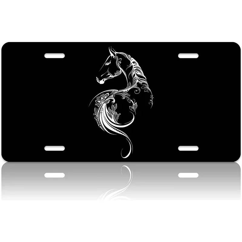 

Artic Horse Animal License Plate Cover Personalise Car Front License Plate Rust-Proof Stainless Steel Car Plates Tag 12x6 Inch