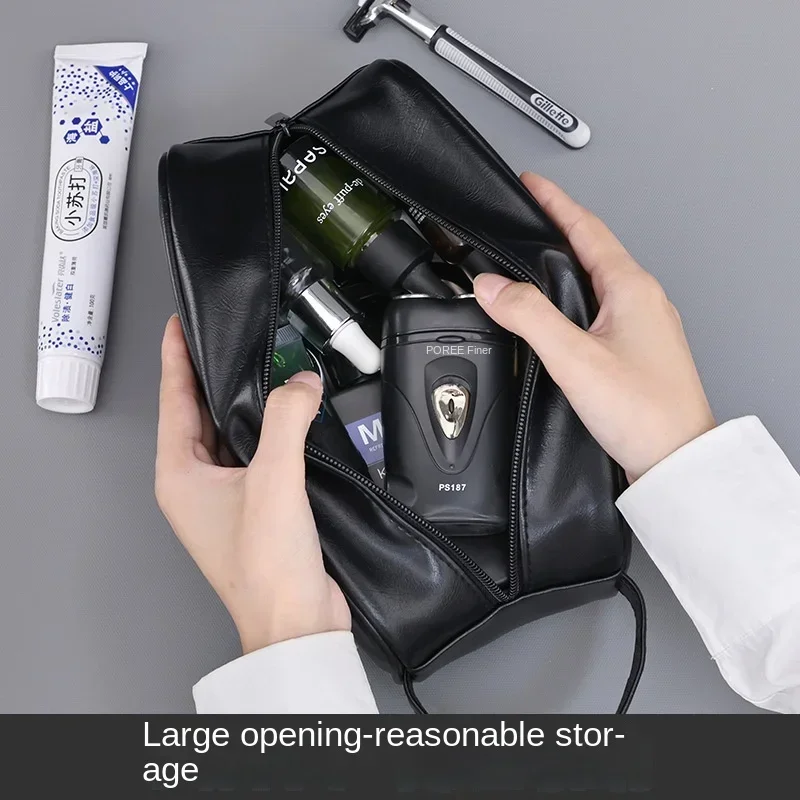 รูปสินค้า กระเป๋าเดินทางธุรกิจผู้ชาย หนังล้าง ความจุใหญ่ Multi Pocket