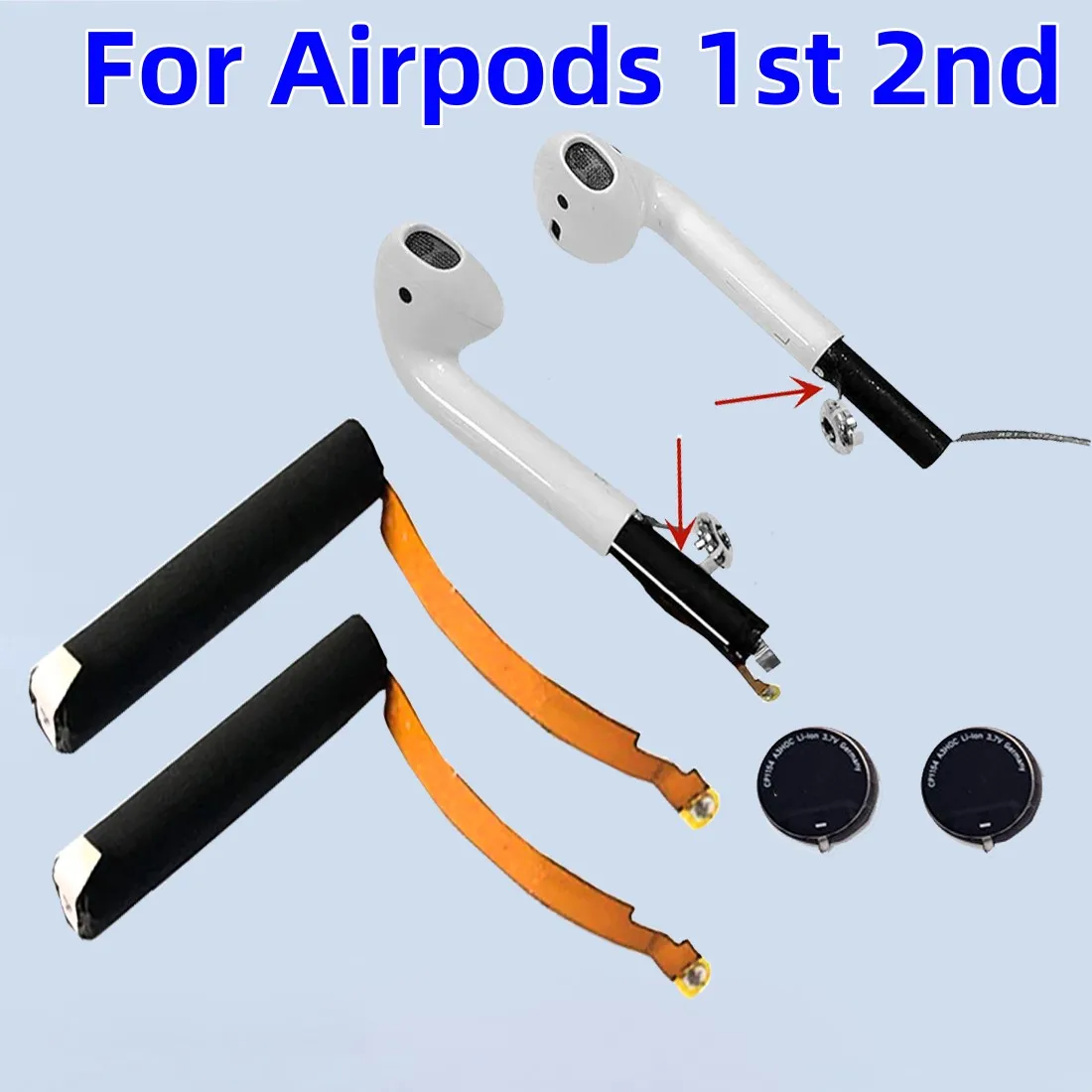 

Replace Battery For Airpods 1st 2nd 3nd A1604 A1523 A1722 A2032 A2031 Air Pods 1 Air Pods 2 3 Replaceable Battery GOKY93mWhA1604