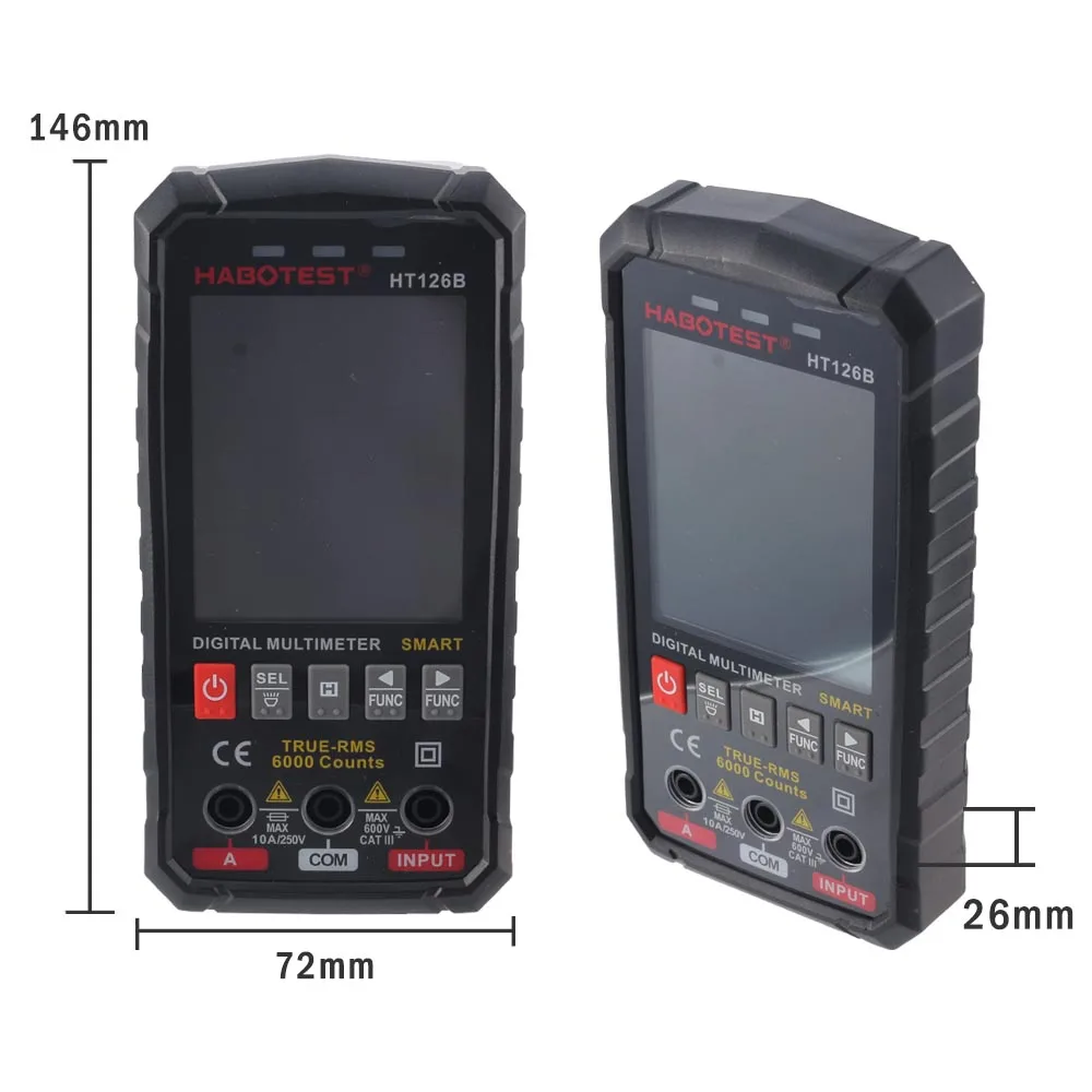 6000 Counts Digital Multimeter True RMS HABOTEST Smart AC DC Voltage Current Capacitance Frequency Duty Temperature Tester