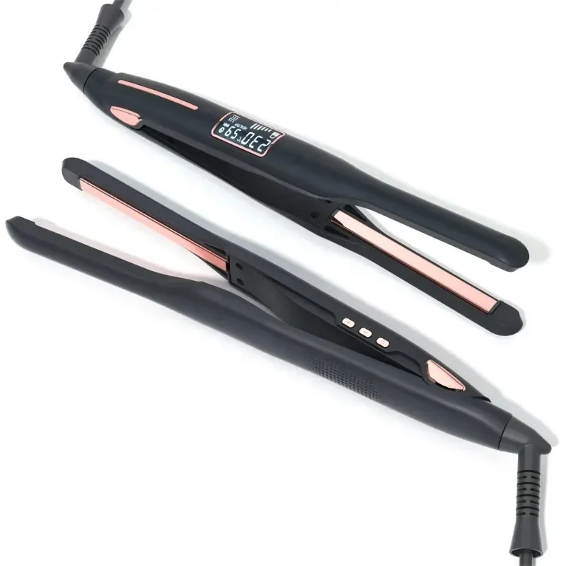 Mini Hair Straightener Curler Titanium Thin Plate Pencil Flat Iron For Short Hair Beard Pixie Cut Salon Styling Tool 100-240V