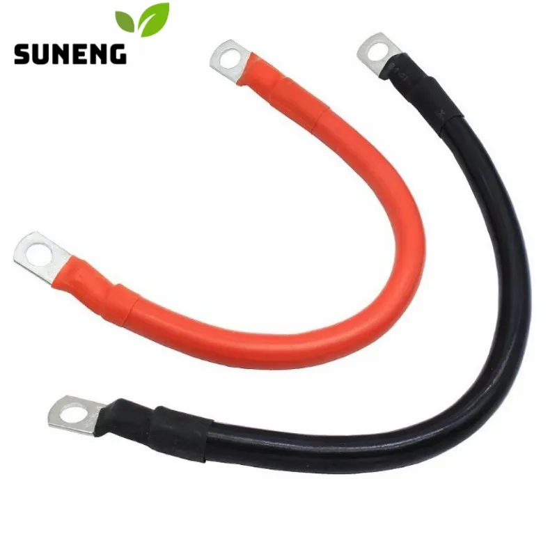 Fio de Cobre Puro para Carregamento da Bateria 25 Mm2 4awg 20cm 50cm Eye Ring Terminal Connector Extensão Cabo Solar