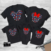 New 4th Of July Mickey Minnie Mouse Head Family Matching Shirts Funny Dad Mom Kids Tees Tops Look Disneyland Vacation Outfits 1