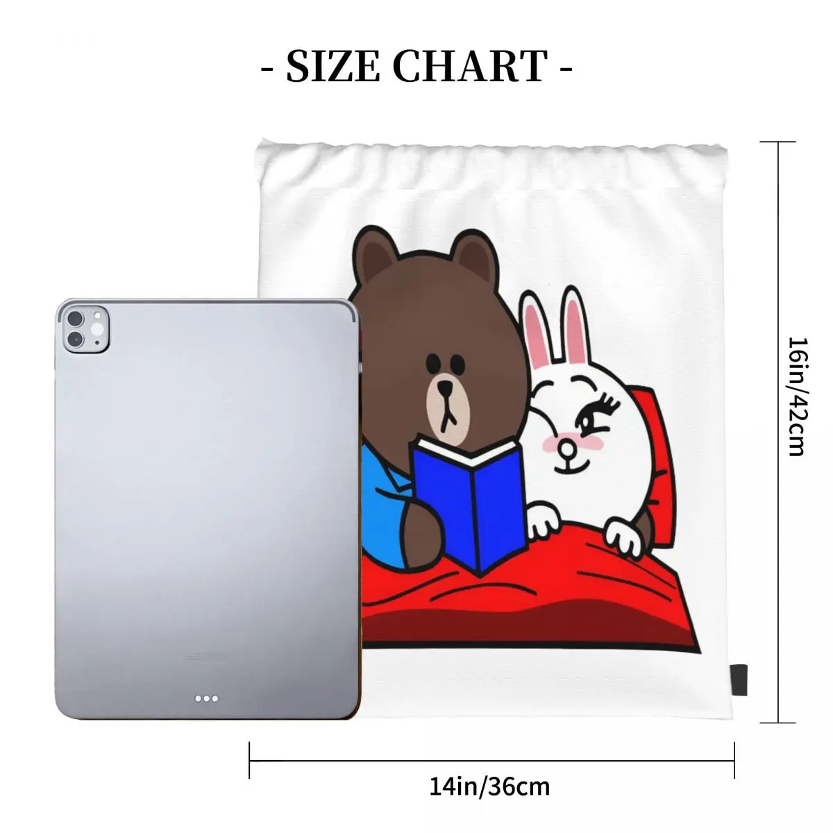 Cute Brown And Cony Bedtime Story Drawstring Bag Backpack shoe bag travel bag camping custom bag name