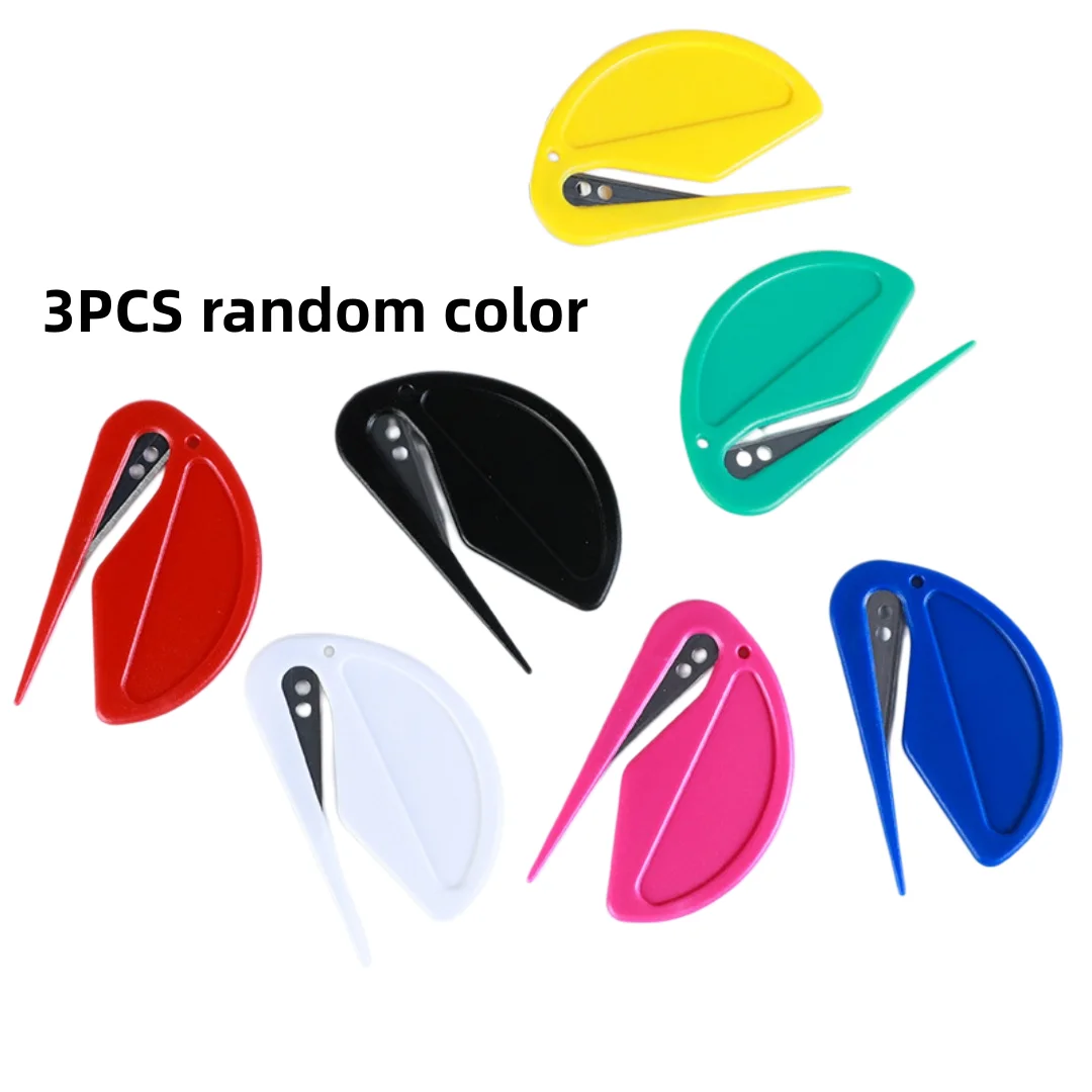 3PCS 무작위 컬러 미니 편지 오프너, 휴대용 안전 봉투 슬리터, 사무실 학교 가정용 종이 절단 도구