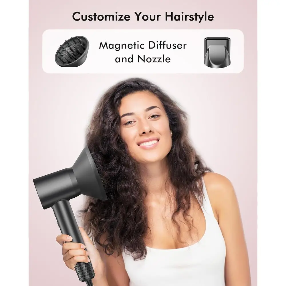 High-speed Ionic Hair Dryer With Heat Control And Magnetic Diffuser_voghion.com